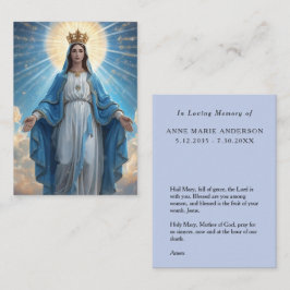 Cartão De Contato Blue VIrgin Mary Memorial Card