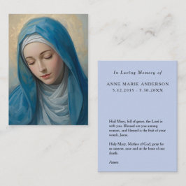 Cartão De Contato Blue VIrgin Mary Memorial Card