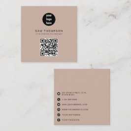 Cartão De Contato Boho Beige QR Code Logotipo comercial Moderno