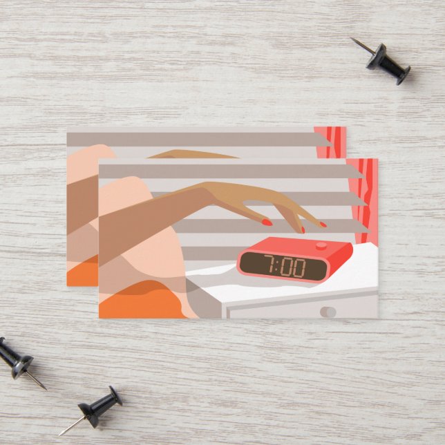 Cartão De Contato Botão de snooze do despertador da mão das mulheres (Frente/Verso In Situ)