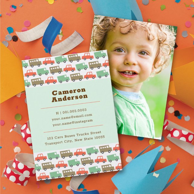 Cartão De Contato Brinquedos Boys Pastels Retro Carros Fotografia do (Criador carregado)