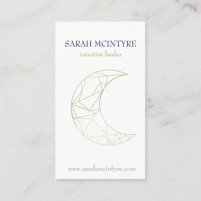 Cartão De Contato Caldeira Psíquica Dourada e Roxal da Lua Celestial (Frente)