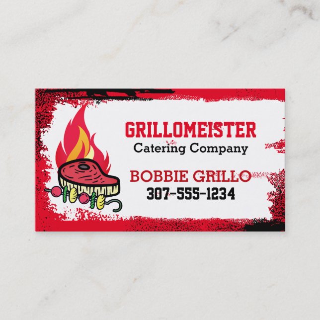 Cartão De Contato carne de bife kebab grilos grelhando comida de CHU (Frente)