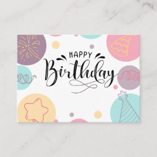 Cartão De Contato Carro de Aniversário Feliz e Colorido