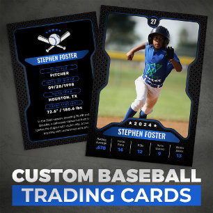 Cartão De Contato Carta de Troca de Beisebol Black & Blue com Estatí