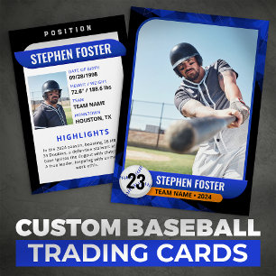 Cartão De Contato Carta de Troca de Beisebol Black & Blue Jogador de