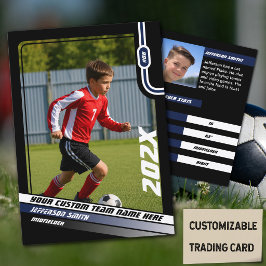 Cartão De Contato Carta de Troca de Jogador de Futebol em Preto Azul