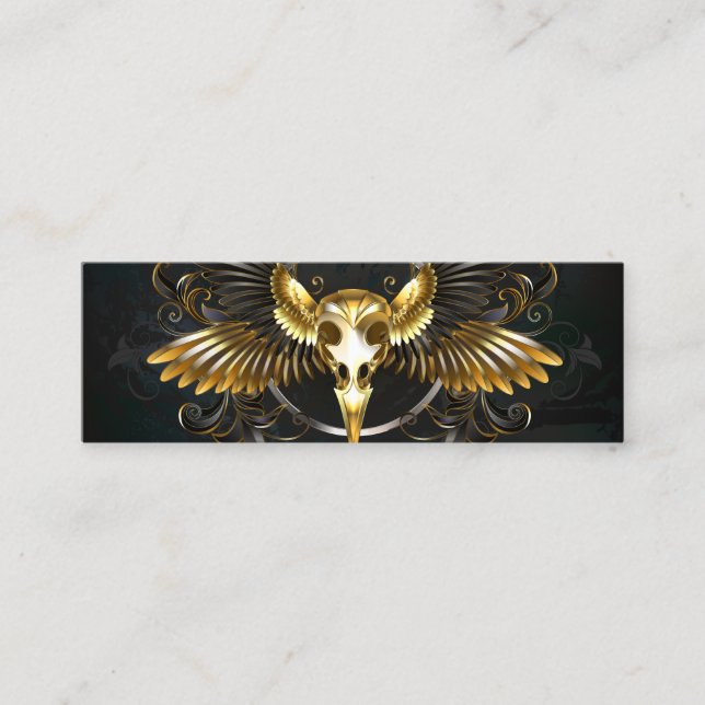 Cartão De Contato Caveira de ouro sobre fundo preto (Frente)