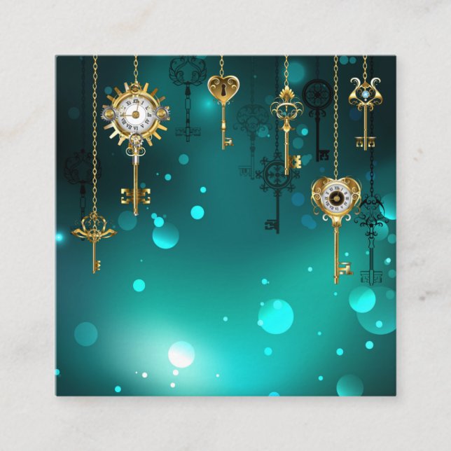 Cartão De Contato Chaves de Esqueleto Anticas em Fundo Verde (Frente)