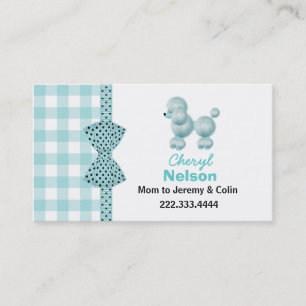 Cartão De Contato Chic Aqua French Poodle Mamãe Card