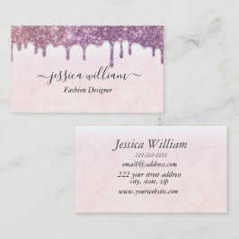 Cartão De Contato Chic Moderno de Agitação Cinzenta Rosa Esmagada El