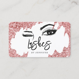 Cartão De Contato Cílios Olhos e Sobrancelhas Rose Gold Glitter Negó