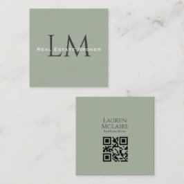 Cartão De Contato Classic Sage Green Business QR Branding