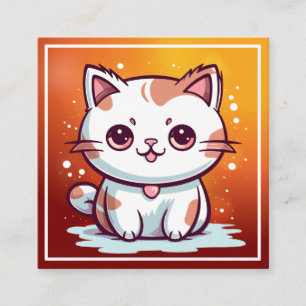 Cartão De Contato Clipart de Gato Adorável no Estilo Kawaii-47758 Ca