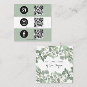 Cartão De Contato Código QR de Ícone Triplo Eucalyptus Social Media