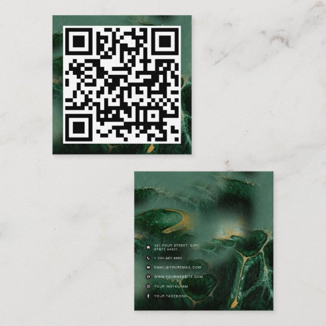 Cartão De Contato Código QR Mínimo Mínimo Mínimo Macrobacia Verde de (Frente/Verso)