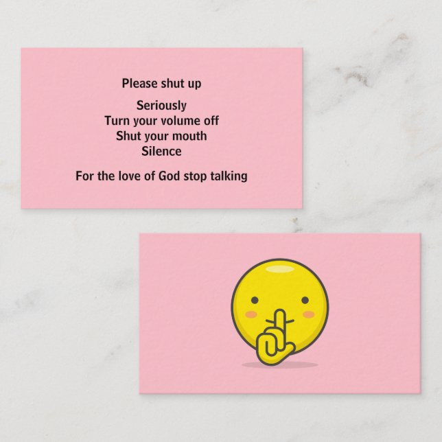 Cartão De Contato Comunicação Direta para os Verbalmente Excessivos (Frente/Verso)