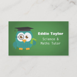 Cartão De Contato Coruja Azul Fofa com Chapéu de Formatura, Tutor Pa