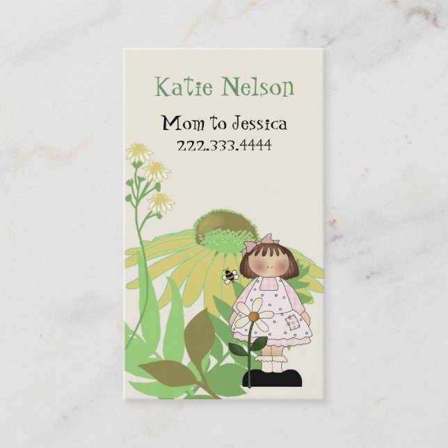 Cartão De Contato Country Girl com Mamãe de flores (Frente)