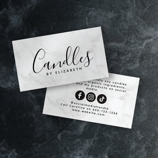 Cartão De Contato Criador de Velas de Script Marble (Criador carregado)