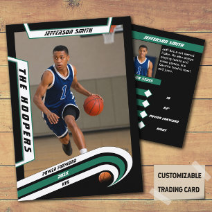 Cartão De Contato Cromo de Basquete em Preto Verde Vibrante