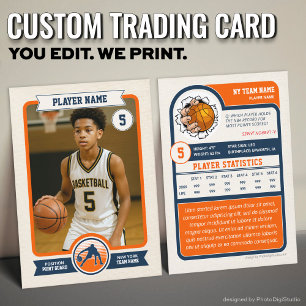 Cartão De Contato Cromo de Basquete Personalizado Vintage, Laranja