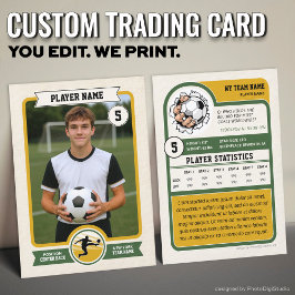Cartão De Contato Cromo de Futebol Customizado Vintage, Jogador Verd