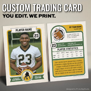 Cartão De Contato Cromo de Futebol Customizado Vintage, Jogador Verd
