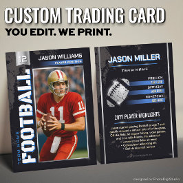 Cartão De Contato Custom Football Trading Card, Blue Power Player