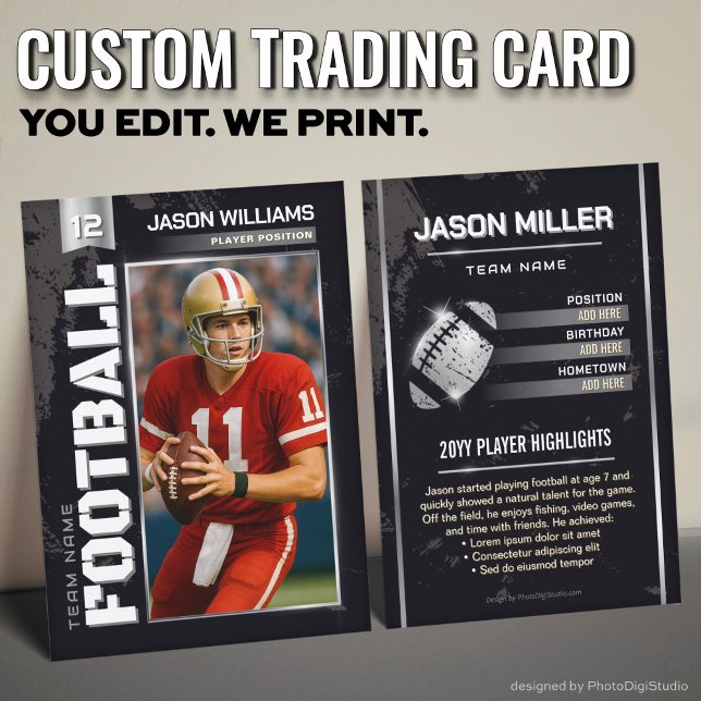 Cartão De Contato Custom Football Trading Card, Silver Power Player (Custom Football Trading Card, Silver Power Player Card)