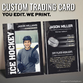 Cartão De Contato Custom Hockey Trading Card, Silver Power Player