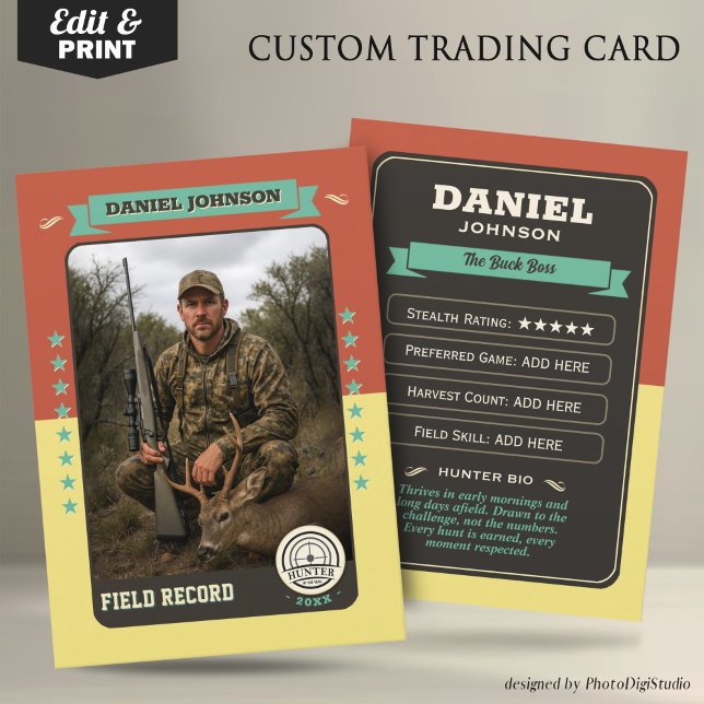 Cartão De Contato Custom Hunter Trading Card, Hunting Gifts Hunter  (Custom Hunter Trading Card, Hunting Gifts Hunter Card)