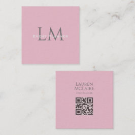 Cartão De Contato Custom Monogram QR Calling Card Pink Taupe