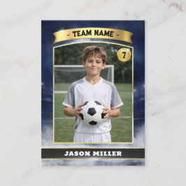Cartão De Contato Custom Soccer Trading Card, Blue Gold Stadium Call