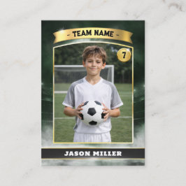 Cartão De Contato Custom Soccer Trading Card, Green Gold Stadium 