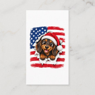 Cartão De Contato Dachshund Natal Americano