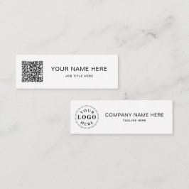 Cartão De Contato Design de Mini Chamada de Script Preto QR em Branc