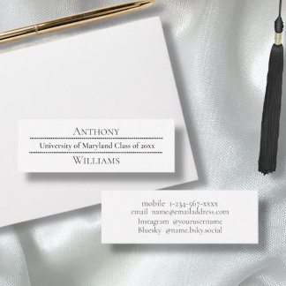 Cartão De Contato Design de Texto Minimalista Graduação