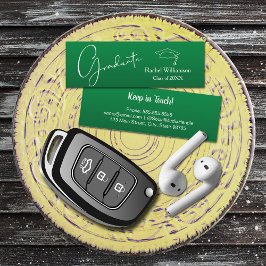 Cartão De Contato Detalhes da Classe de Nome de Graduação Verde