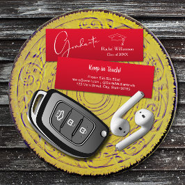 Cartão De Contato Detalhes da Classe de Nome de Graduação Vermelho