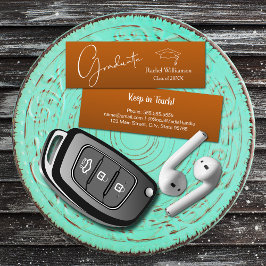 Cartão De Contato Detalhes da Classe do Nome de Graduação Laranja Qu