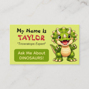 Cartão De Contato Diversão Tema Dinossauro Personalizado para Crianç