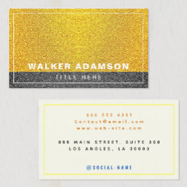 Cartão De Contato (Dourado, Preto, Marfim) Borda Elegante e Moderna