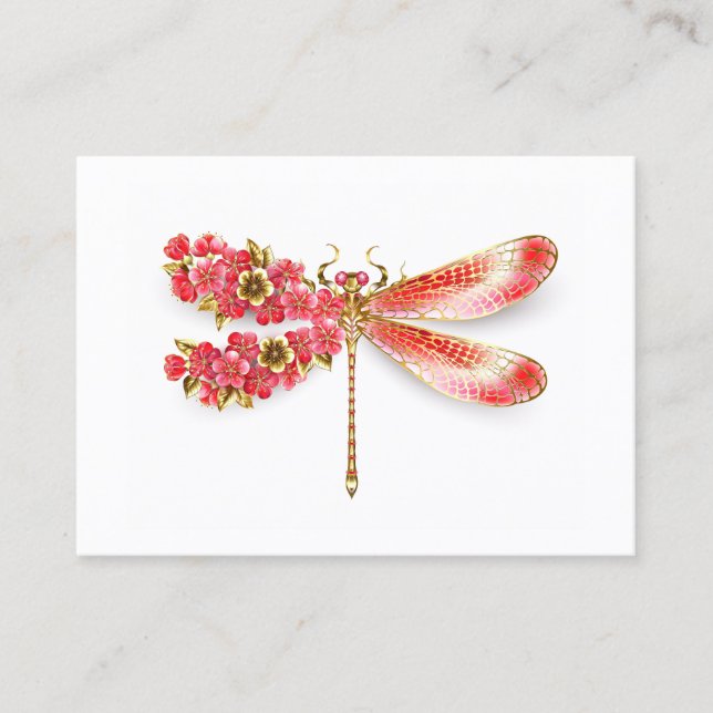Cartão De Contato Dragonfly com joalheria sakura (Frente)