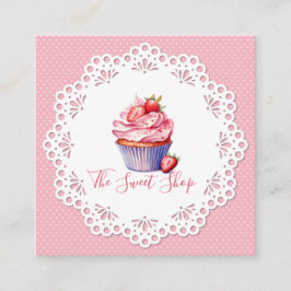 Cartão De Contato Editable Pink Bakery Business Card | 2.5" Square