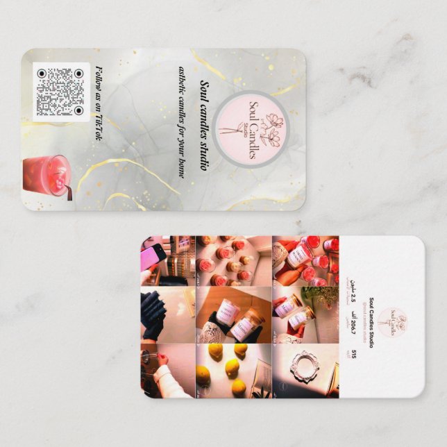 Cartão De Contato Elegant Candle Business Card | Soul Candles Studio (Frente/Verso)