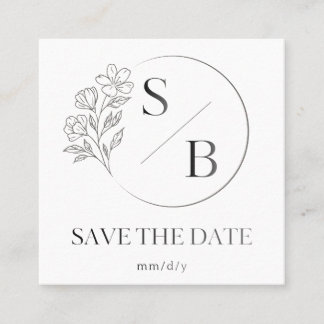 Cartão De Contato Elegant Save the Date Wedding Calling Card Minimal