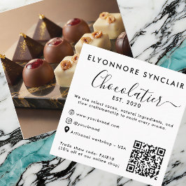 Cartão De Contato Elegant Script Chocolatier Brand Photo QR Code