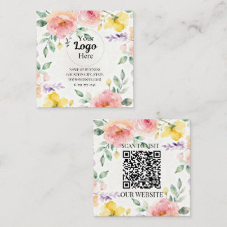 Cartão De Contato Elegant Watercolor Floral business logo Modern 