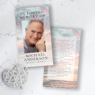 Cartão De Contato Em Loving Memory Sunset Memorial Prayer Card